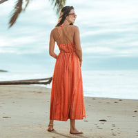 V-neck Backless Beach Flowy Dress