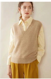 100% Cashmere V-Neck Pullover Vest