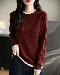 Layered-Look Wool-Blend Knit Top
