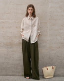 Casual Linen High-Waisted Loose Wide-Leg Pants