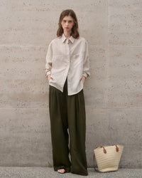 Casual Linen High-Waisted Loose Wide-Leg Pants