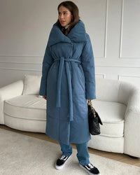 Belted Quilted Long Puffer Coat