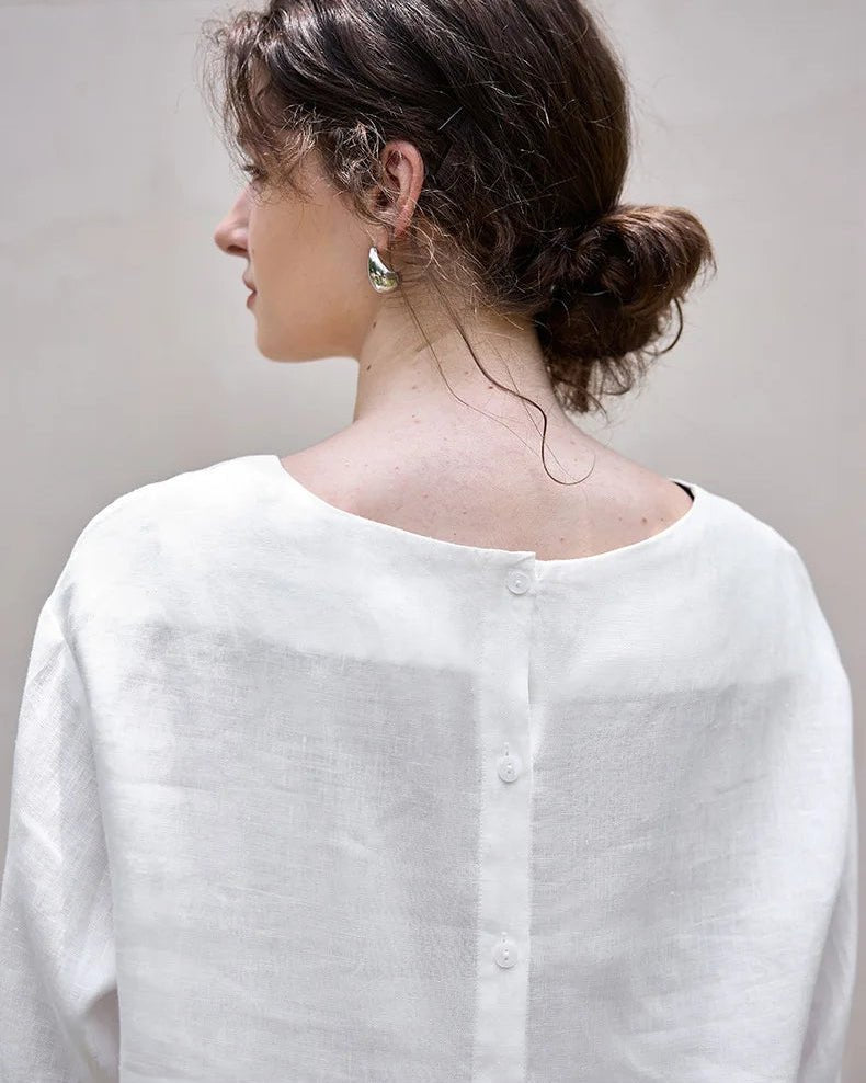 Retro One-Shoulder Collar Casual Loose T-Shirt