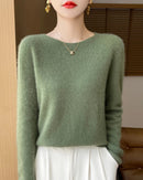 Merino Wool O-Neck Pullover Sweater