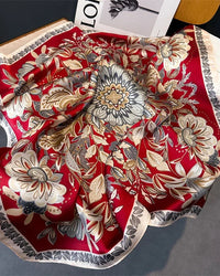 Printed Satin Square Neckerchief Scarf
