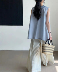 Reversible V-Neck Lettuce Edge Knit Tank Top