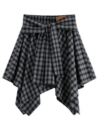 Textured High Waist A-Line Skirt