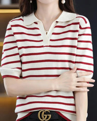 Oton Striped V-Neck Short-Sleeve T-Shirt
