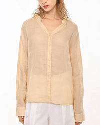 Retro V-Neck Sun Protection Long-Sleeved Shirt