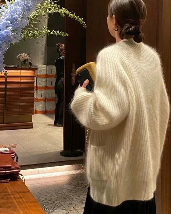 Long Cashmere Knit Cardigan