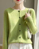 Merino Wool O-Neck Button Cardigan
