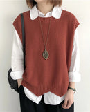 Loose-Knit Cotton Crew-Neck Vest