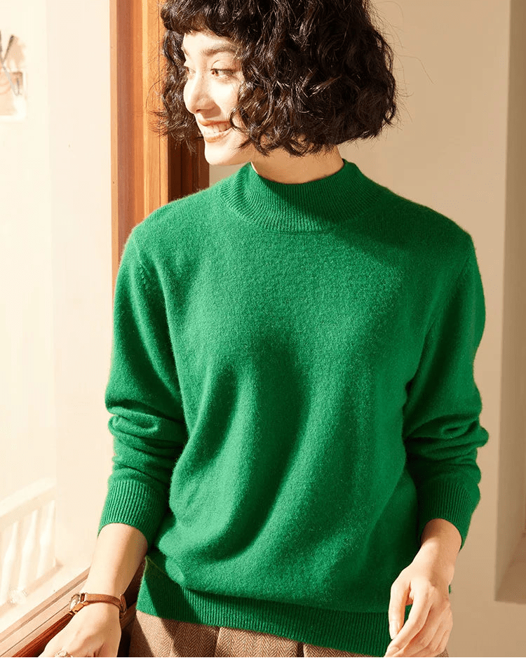 Cashmere Mock Neck Knitted Sweater