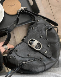 Stylish Leather Horn Crossbody Bag