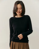 Cashmere Rolled-Up Round Neck Loose Sweater