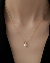 Gold Stainless Steel Pearl Beaded OT Clasp Long Necklace