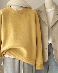 Soft Waxy Round Neck Cashmere Sweater