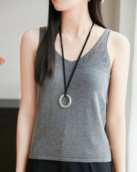 Loose-Fit Knitted Cotton Vest