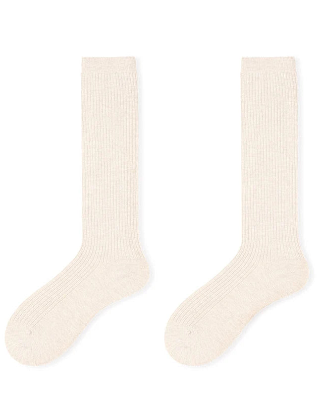 Wool Blend Ribbed Calf Socks