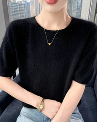 Mink Cashmere Short Sleeve Sweater