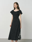 Charmeuse Ruffled  Off Shoulder Skirt Dress