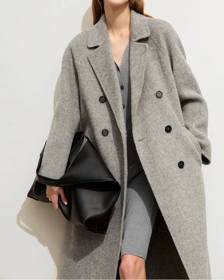 Minimalist Blazer Collar Woolen Long Coat