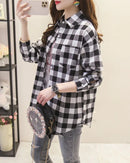 Plaid Lapel Single-Breasted Loose Shirt