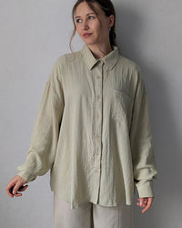 Oversized Linen-Blend Long-Sleeve Shirt