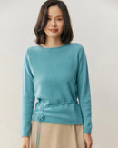 Cashmere Rolled-Up Round Neck Loose Sweater