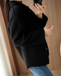 Classic Refined Wool Buttoned Overcoat