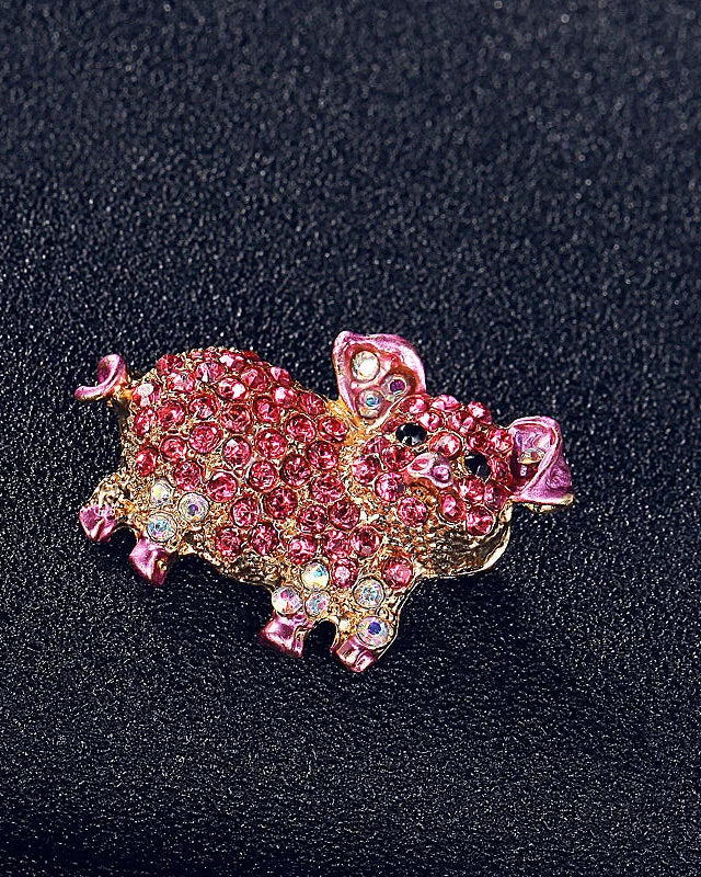 Vintage Pink Pig Brooch