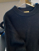 Round-Neck Oversized Knitted Pullover