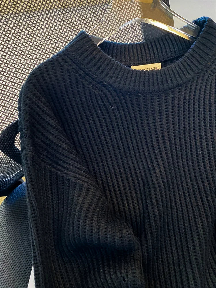 Round-Neck Oversized Knitted Pullover