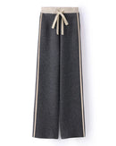 Wool Knit High Waist Straight Leg Trousers