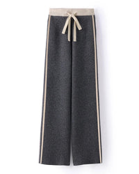 Wool Knit High Waist Straight Leg Trousers