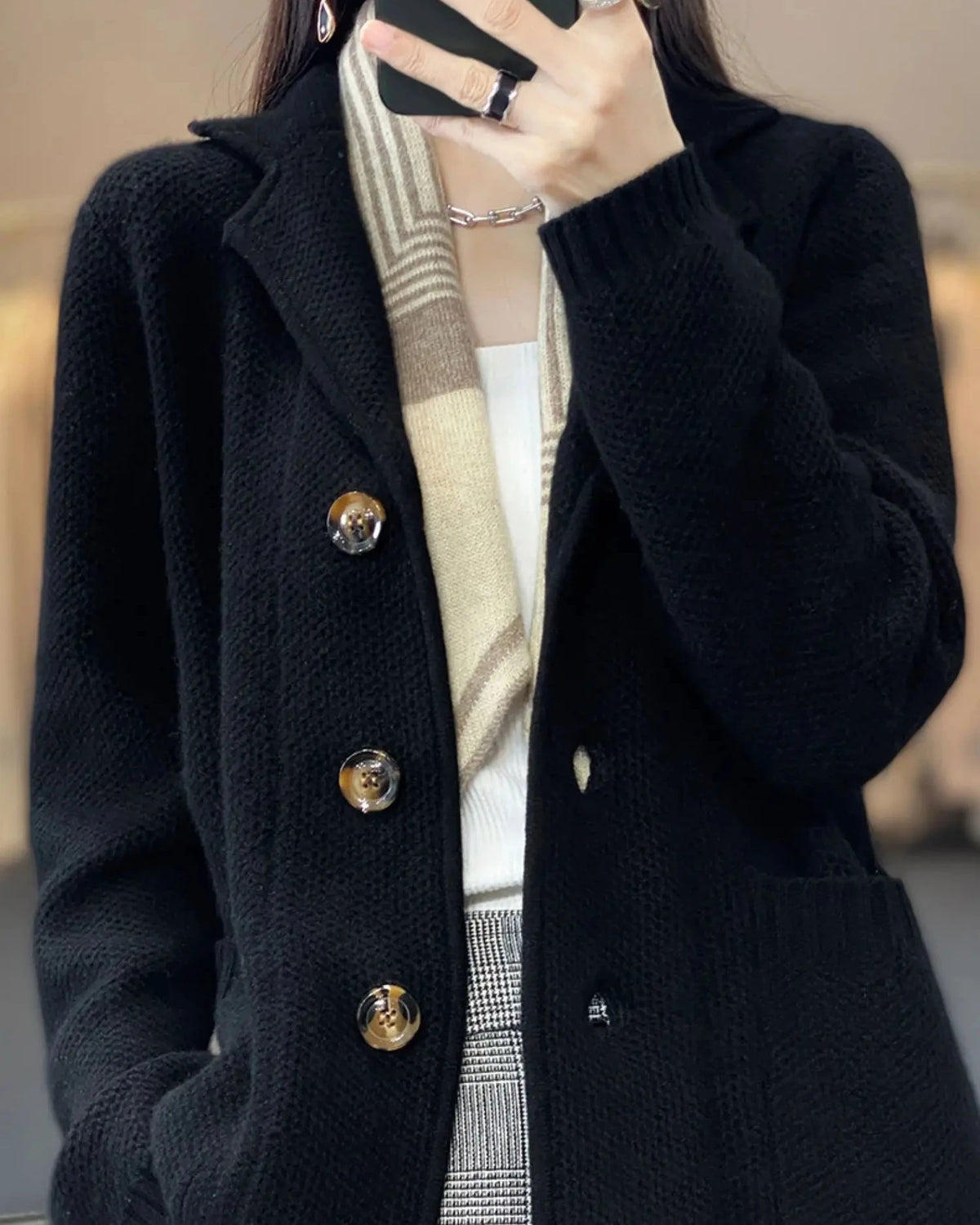 Pure Wool Stand Collar Cardigan
