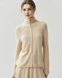 Cashmere Reversible Turtleneck Cardigan Sweater
