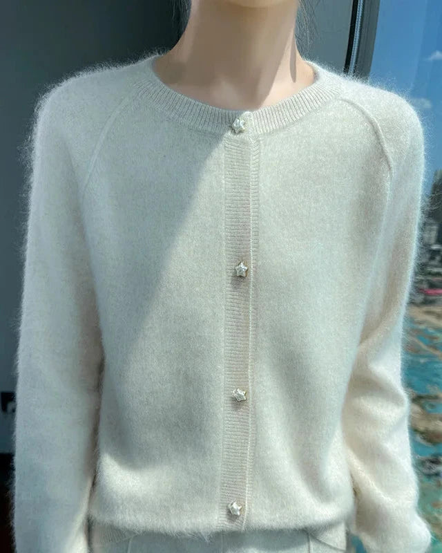 Soft Mink Cashmere O-Neck Cardigan