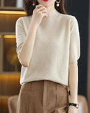 Merino Wool Mock Neck Knit Top