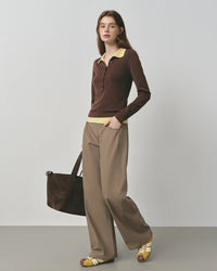 New Style Faux Two-Piece Collared Knit Sweater