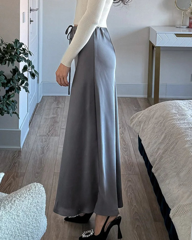 Satin A-Line Maxi Skirt