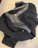 Cashmere Knitted Cardigan Faux Two-Piece Sweater