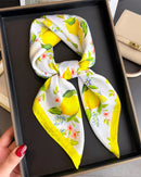 Floral Print Satin Square Scarf