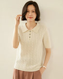 Cashmere Cable Knit Short Sleeve Top