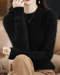 Mink Cashmere Crew Neck Knitted Sweater