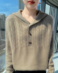 Mink Cashmere Hooded Knit Pullover