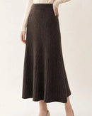 Merino Wool Pleated Midi Skirt