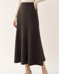 Merino Wool Pleated Midi Skirt