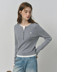 Cable Knit Faux Two-Piece Sweater