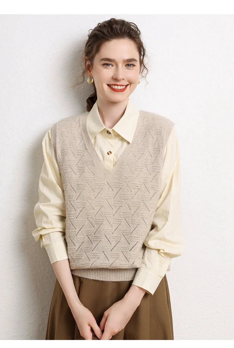 100% Cashmere V-Neck Sweater Vest